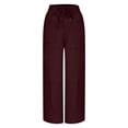 thumbnail image 1 of ameIAEA Women's Wide Leg Work Pants High Elastic Waist Drawstring Pants Trousers with Pockets, 1 of 4