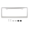 thumbnail image 1 of Cubierta de marco de matrícula de acero inoxidable, 2 orificios para soporte de matrícula trasero delantero de coche con tornillos, tapas, montaje de placa de tono plateado, 1 of 1