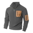 thumbnail image 2 of DIOAZUD Quarter Zip Pullover Men Lightweight Fleece Stand Collar Sweatshirt Solid Long Sleeve Sweatshirts with Pockets, 2 of 7