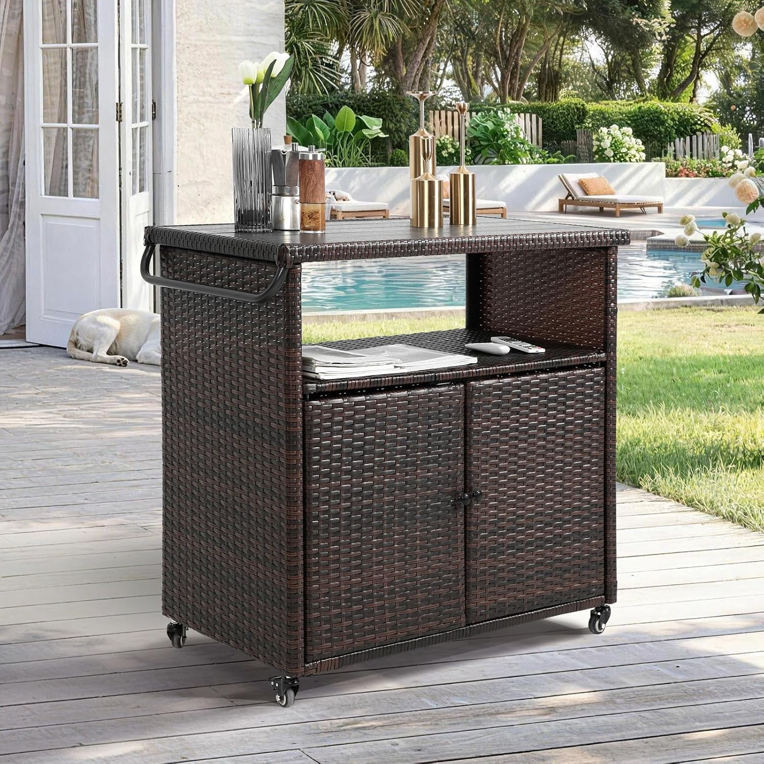 Safavieh Orland Indoor/Outdoor Contemporary Wood Tea Trolley
