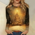 thumbnail image 2 of Fiaer Christmas Women Long Sleeve T Shirts Oversized Snowflake Snowman Crew Neck Xmas Tshirts Loose Fit Casual Fashion Holiday Tops Gold M, 2 of 5