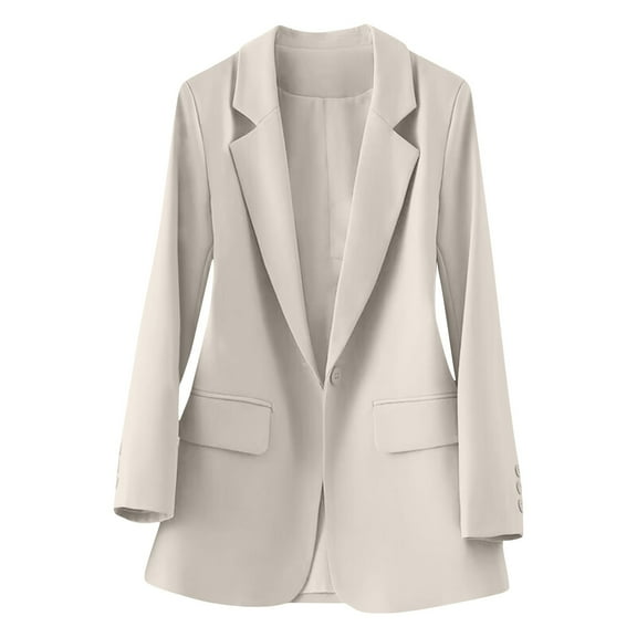 Women Casual Jackets Long Sleeve Open Front Cozy Blazers with Pockets Solid Lapel Collar Work Office Jackets Outfits