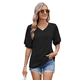 thumbnail image 1 of Camisa de Corta Abullonada para Mujer, Top de Verano, Color Negro, Talla XXL, 1 of 6