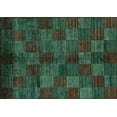 thumbnail image 1 of Ahgly Company Machine Washable Indoor Rectangle Checkered Turquoise Blue Modern Area Rugs, 7' x 10', 1 of 4