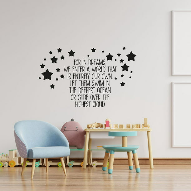 For In Dreams We Enter A World That Is Entirely Our Own Bedroonm Stars Decoration Quote Vinyl Wall Art Sticker Decal Home Decoration Design Kids Room Nursery Kinder Girls Boys Room