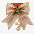 thumbnail image 3 of 4 Pack Noeud Décoratif Arbre de Noël Paillettes Noeuds d'Arc Ornement avec des Arcs Rouges de Pomme de Pin pour Couronne Guirlande Treetopper Fête de Noël (Rouge), 3 of 3