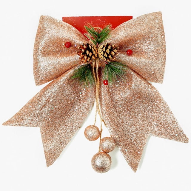 2 Pcs Décorations de Noël Nœuds Couronnes Rouges Grands Nœuds de Sapin de Noël Nœuds à Paillettes Nœuds Décoratifs pour Maison Fête de Noël 9.8 x 11.8 Po