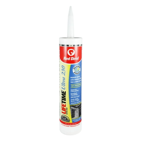 Red Devil 077020 Lifetime Ultra Premium Elastomeric Acrylic Latex Sealant, 10.1 oz., Almond, 1 Pack