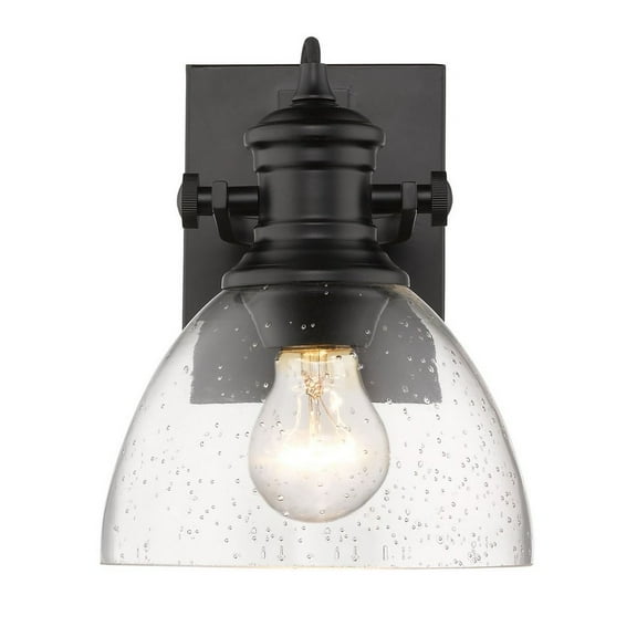 1 Light Vanity Light in Traditional Style 8.75 inches High By 6.88 inches Wide-Black Finish-Seeded Glass Color Bailey Street Home 170-Bel-4158968