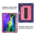thumbnail image 4 of Dteck Cover for iPad Pro 11 2nd Gen 2020 with Screen Protector, Heavy Duty Full-Body Hybrid Rugged Case with 360 Degree Rotating Kickstand Hand Strap, Navy/Rose, 4 of 7