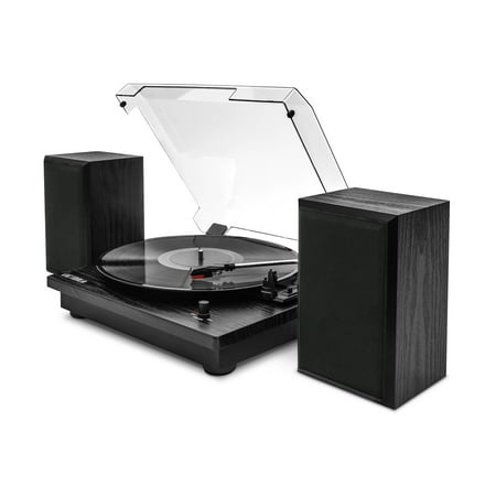Victrola Montauk Bluetooth Record Player with 3 speed Turntable and Bookshelf Speakers - Black