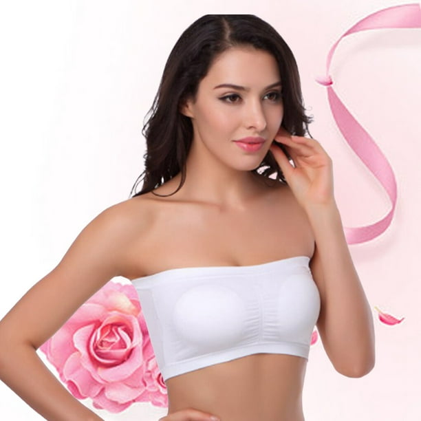 Wireless Bra Strapless Bras Pull-On Closure Underwear Good Elasticity Easy  Matching for Dresses Off Shoulder Clothes Party white