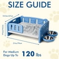 thumbnail image 2 of Small Dog Bed with Cushion & Bowls, Plastic Pet Bed for Puppies and Small Dogs, Raised Puppy Bed with Removable Soft Pad, Indoor Dog Bed with Double Food & Water Bowls, Blue, 2 of 6