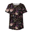 thumbnail image 2 of Gibobby Casual Playera de Manga Corta para Mujer Camiseta plisada con estampado flores y cuello botones manga corta para mujer, camiseta informal con ajuste floral,(Negro,CH), 2 of 4