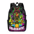 thumbnail image 4 of Mochila de viaje para portátil Five Nights at Freddy's Light Flight, antirrobo con puerto de carga USB, mochila universitaria, gran capacidad para el trabajo, color negro, 17 pulgadas, 4 of 8