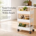 thumbnail image 6 of 3-Tier Kitchen Storage Cart, Rolling Utility Cart with Armrests, Mobile Bathroom Organizer Trolley for Toiletries Storage, 6 of 8