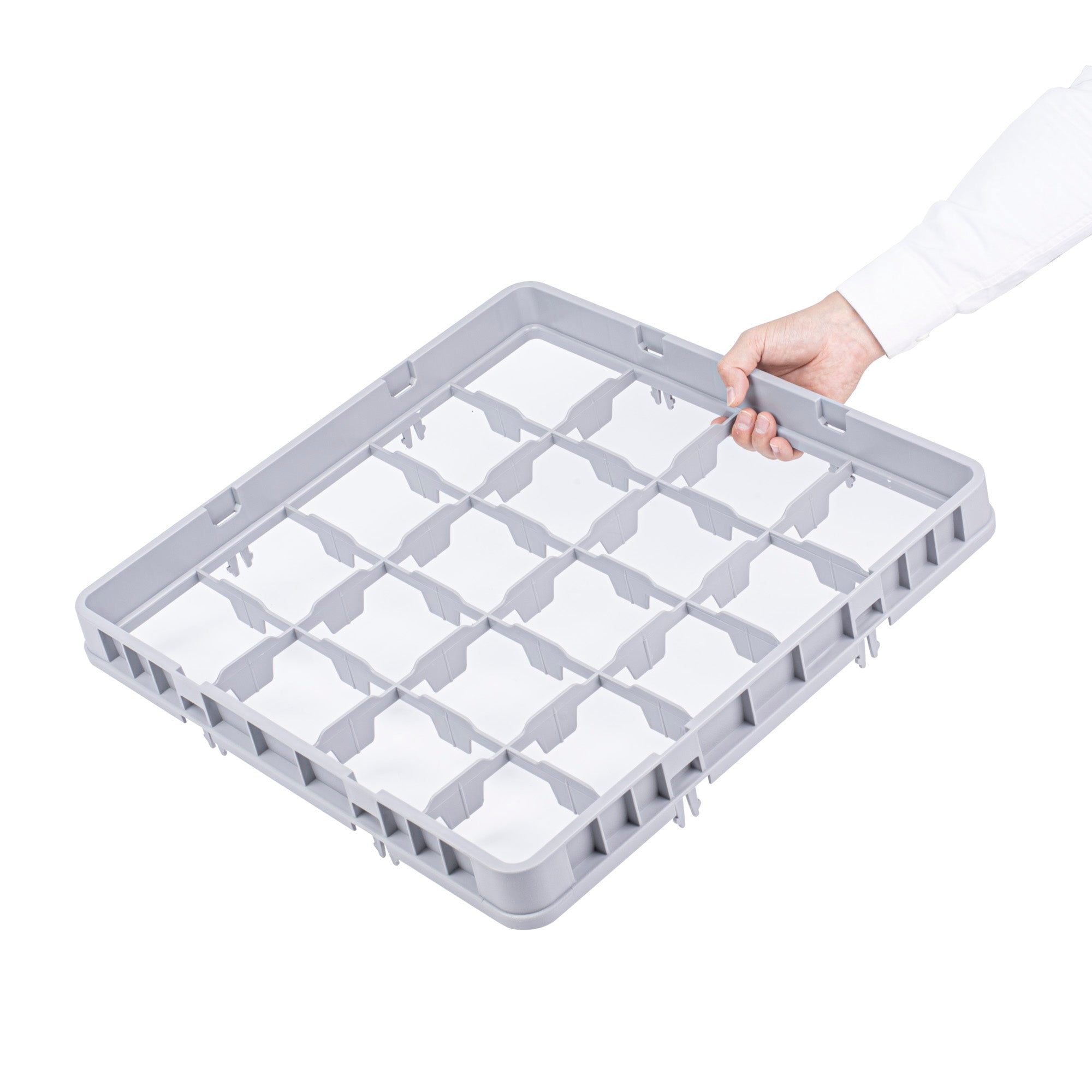 Restaurantware EXTENDER ONLY, Clean Tek Professional Half Drop Glass Rack Extender, 1 Heavy Duty Gray Polypropylene Add-On with 49 Compartments, Durable Dishwasher Extender, Rack Sold Separately