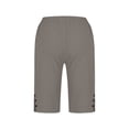 thumbnail image 4 of POIUYTR Plus Size Womens Cotton Linen Shorts Summer High Waist Button Split Hem Short Pants Vacation Sweat Shorts, 4 of 6