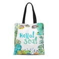 thumbnail image 1 of JSDART Sac Fourre-Tout en Toile Bleu Vie Marine Algues Coquillage Poisson Cheval Beau Sac à Provisions Réutilisable, 1 of 1