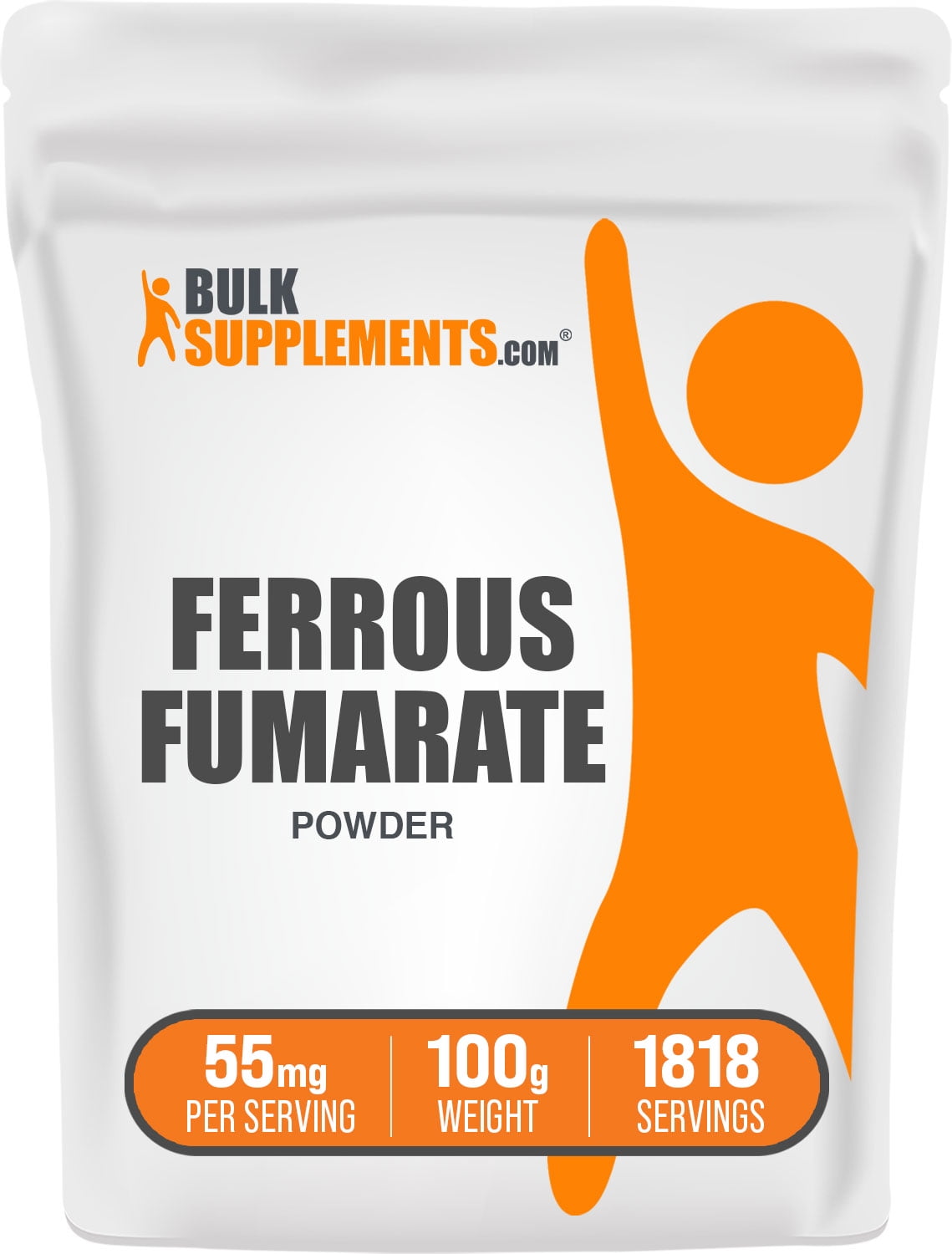BulkSupplements Ferrous Fumarate Powder - 55mg per Serving - 100 Grams (3.5 oz) - 1818 Servings