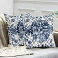 thumbnail image 2 of Boho Pillows Covers 18 x 18 Inch Set of 2 Bohemian Vintage Carpet Pattern Throw Pillows Nvay Blue Grey Ethnic Floral Decorative Outdoor Cotton Linen Cushion Cases for Couch Sofa Living Room, 2 of 6