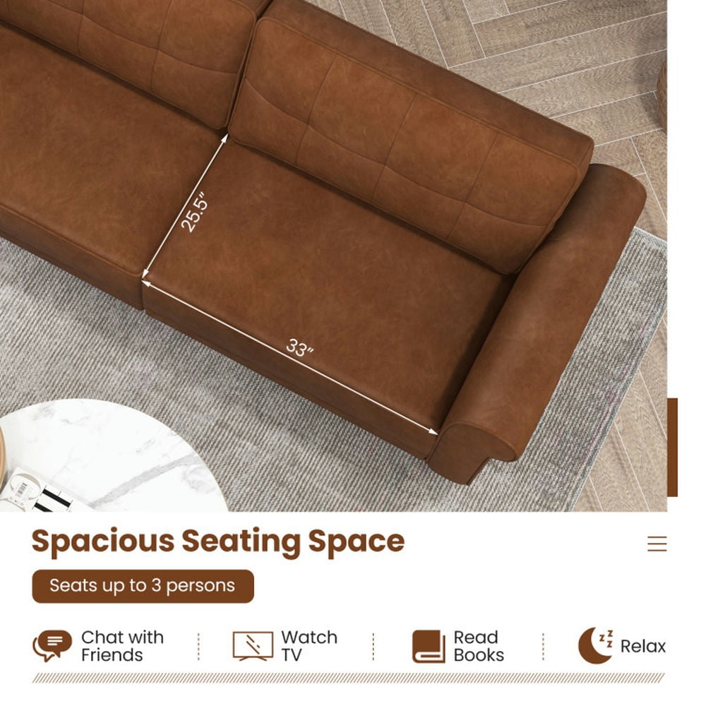 Finihen Loveseat Sofa, PU Leather Sofa Couch, PU Leather Modern 3-Seater Sofa Couch with 2 Detachable Back Pillows, for Living Room, Bedroom, Brown Finihen Loveseat Sofa, PU Leather Sofa Couch, PU Leather Modern 3-Seater Sofa Couch with 2 Detachable Back Pillows, for Living Room, Bedroom, Brown
