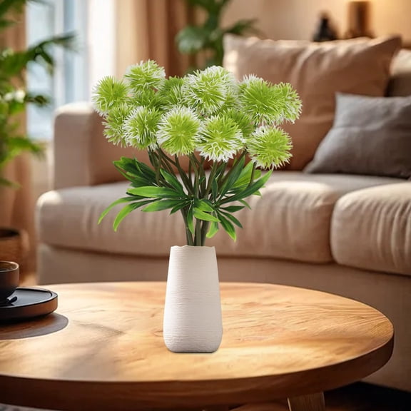 EWASWON 5-Pack White Artificial Dandelion Flowers Faux Silk Greenery Stems Lifelike Wedding Aisle Decor Floor Arrangements Centerpieces
