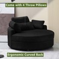 thumbnail image 3 of Aukfa 51" Oversized Accent Chair with Half-moon Storage Ottoman Set for Living Room, 5 Pillows, Linen, Black, 3 of 9