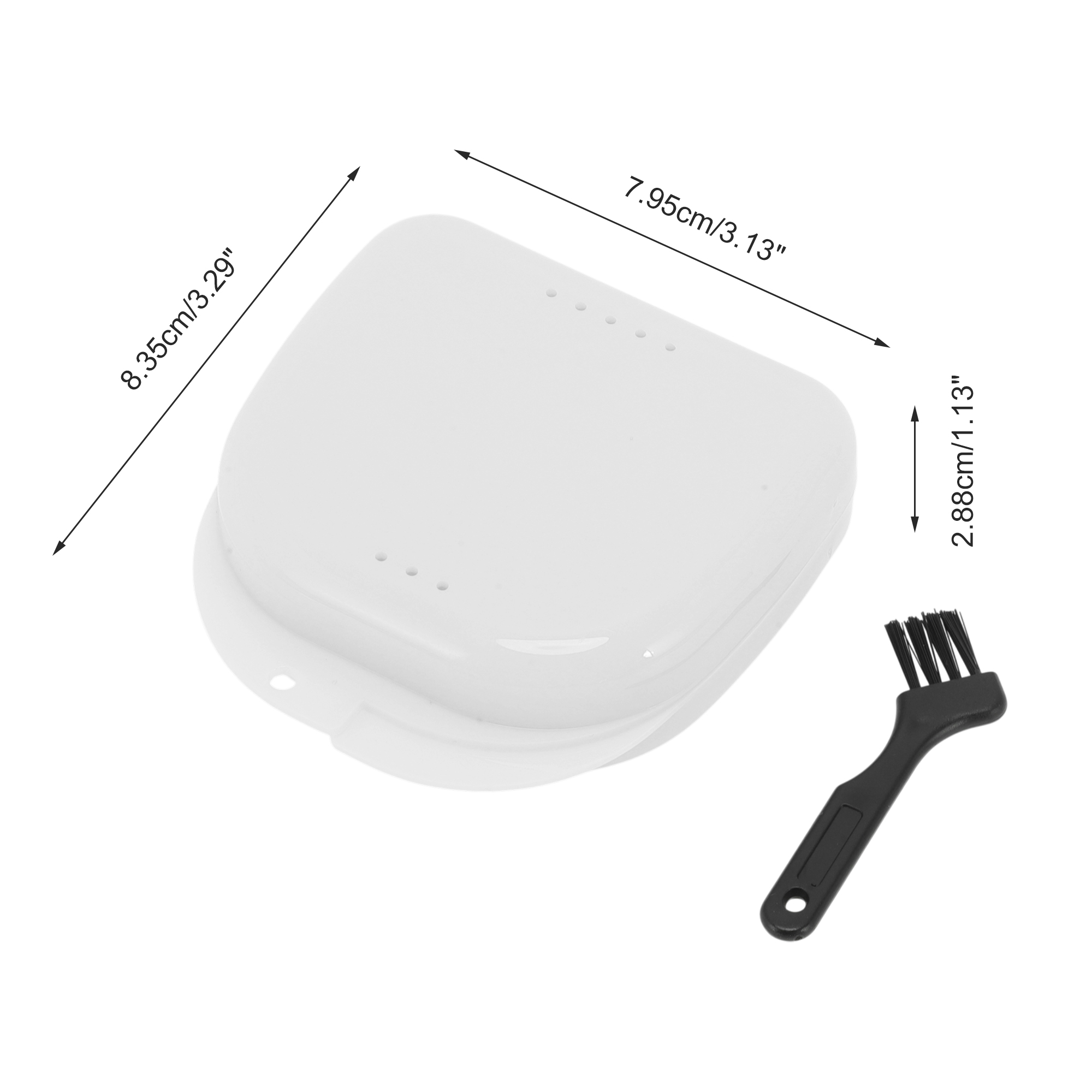 Unique Bargains Compact Braces Box with Brush 1 Set White
