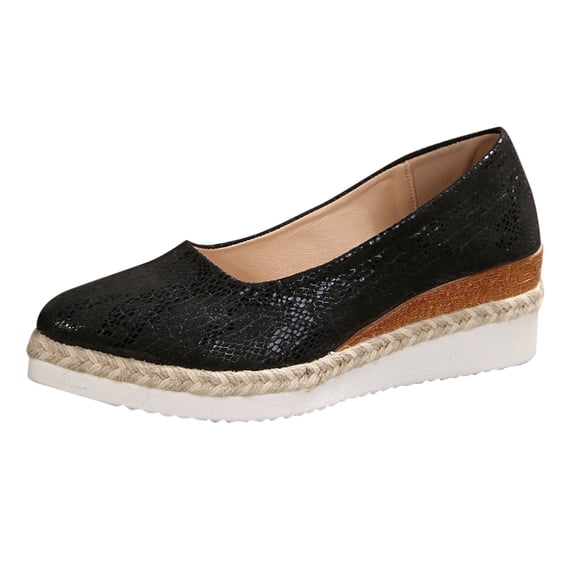 NOKIO Women's Pointed Toe Slope Heel Sandals, Thick Sole Wide Width Casual Shoes for Leisure Activities & Comfortable All-Day Wear