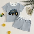 thumbnail image 2 of Toddler Baby Boy Summer Clothes Set Letter Birthday Dude Cartoon Car Print Outfits 6 9 12 18 24 Months 2T 3T 4T Crew Neck Short Sleeve Tops and Shorts Kaprioy, 2 of 7