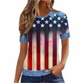 thumbnail image 4 of HOMBOM Shirts for Women Waffle Spring Blouse Fourth of July Wine Short Sleeve Crew Neck Young Womans Tops Basic, 4 of 7