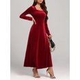 thumbnail image 6 of Women's Square Neck Long Sleeve Velvet Dress with a Classic Silhouette for Evening Wear 100% Polyester Velvet, 6 of 17