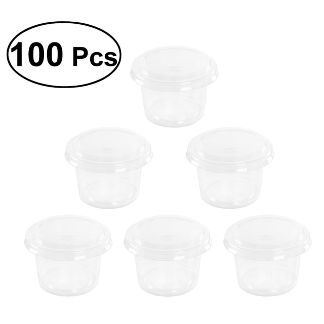 100PCS 10.5oz Disposable Plastic Portion Cups Clear Portion Container with Lids for Jelly Yogurt Mousses Take-out