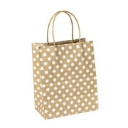 12CT Polka dots Kraft bag with sturdy handle - Medium, Brown