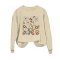 thumbnail image 2 of WREESH Women's Soft Crewneck Long Sleeve Sweatshirt Loose Fit Casual Fall Pullover Graphic Print Tops Khaki, 2 of 4