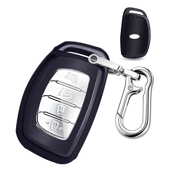 Flexible TPU 360-Degree Protective Key Fob Cover with Detachable Keychain for 2019-2021 Hyundai Elantra Ioniq Sonata Tucson Models - 3-Button and 4-Button Smart Key Case Shell