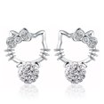 thumbnail image 1 of Nuevos pendientes Sanrio Hello Kitty para mujer, pendientes de perlas de circonia cúbica Super Flash con aguja de plata 925, regalo de joyería de gatito a la moda xuanjing unisex, 1 of 2