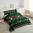 thumbnail image 4 of Feelyou Western Bohemian Aztec Bedding Comforter Set, Green Vintage Square Twin Comforter Sets, Farmhouse Sheep Skull Reversible Bedding Set, Lightweight Room Decor, 2-Piece, 4 of 9