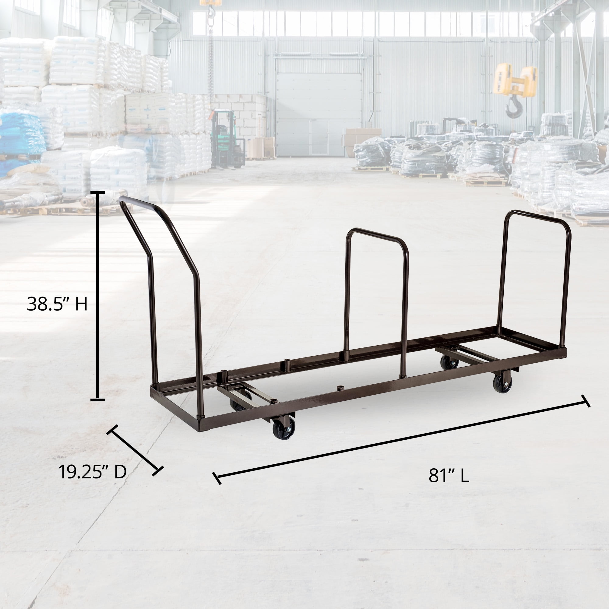 NPS Steel Dolly For Folding Chairs, Vertical Storage, 35 Chair Capacity