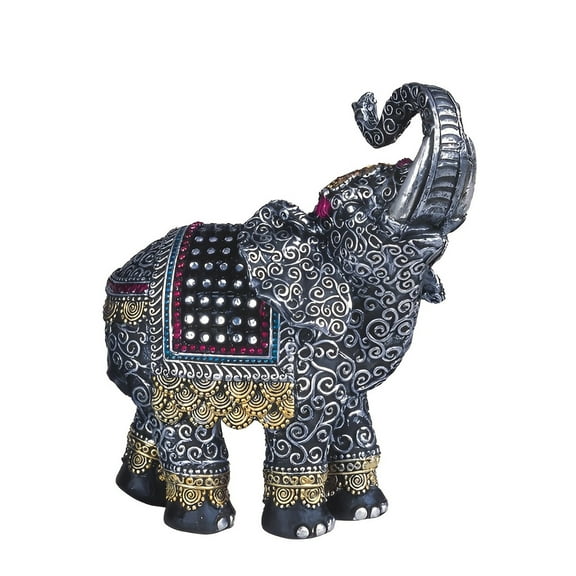 FC Design 6.5"H Silver Thai Elephant with Trunk Raised Statue Statue Sculpture Ornament Decoration Home/Room Decor and Unique Gift Ideas for Housewarming, Holidays and Birthdays