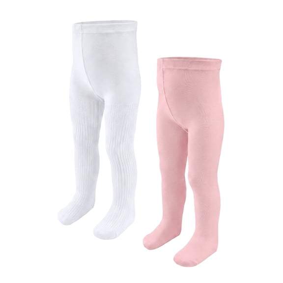 Wonder Nation Baby & Toddler Girls Flat & Ribbed Cotton Tights, 2 Pack, 0M-5T