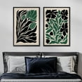 thumbnail image 2 of IDEA4WALL Framed Canvas Print Wall Art Set Black & Green Floral Illustration Fine Art Decorative Bohemian Nature Botanical Retro Artwork for Living Room, Bedroom, Office - 24"x36"x2 Black, 2 of 4