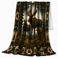 thumbnail image 2 of Moose Family By Lake Mountains Rustic Scene, Peaceful Mountain Lake Scene, Warm Flannel Blanket for Cabin and Lodge, Outdoor Lovers Friendship Gift, Festive Home Decor, 2 of 9