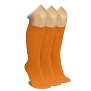 Hugh Ugoli Kids Bamboo School Socks | Knee High School Uniform Socks for Girls & Boys | Comfort Seam, 3 Pairs, Pumpkin Orange, 7-8 Years