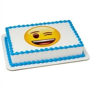 emoji Winking Edible Cake Topper Image