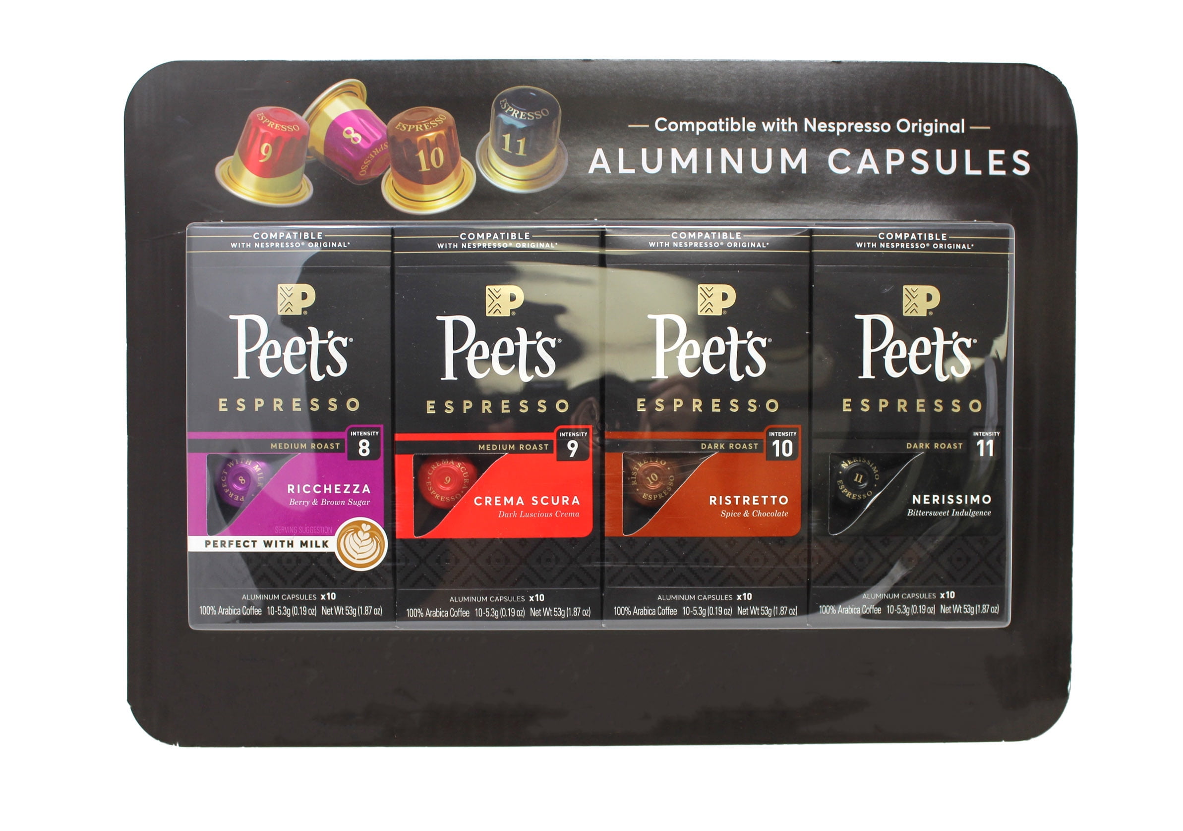 Peet's Coffee Espresso Aluminum Capsules Variety Pack 40 Count