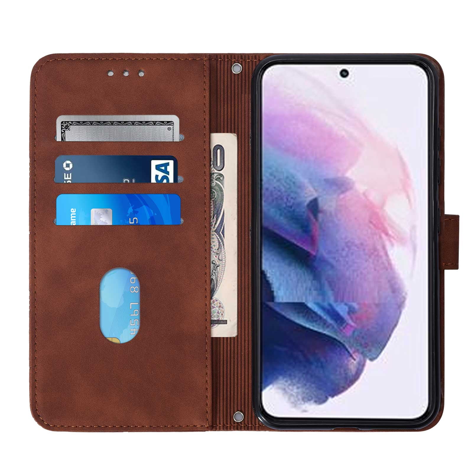 Wallet Phone Case for Galaxy S22 5G Cover, Allytech Detachable Wrist Strap Flip Stand Card Holder Magnetic Clasp Slim Fit Scratch Free Case for Samsung Galaxy S22 2022 (5G), Brown