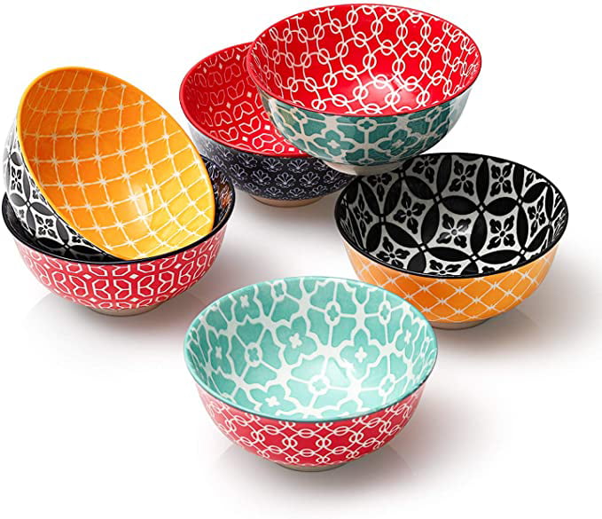 Assorted Colors. Ice Cream Set of 6 Selamica Porcelain 10oz Bowls Set ceramic bowls for Dessert 