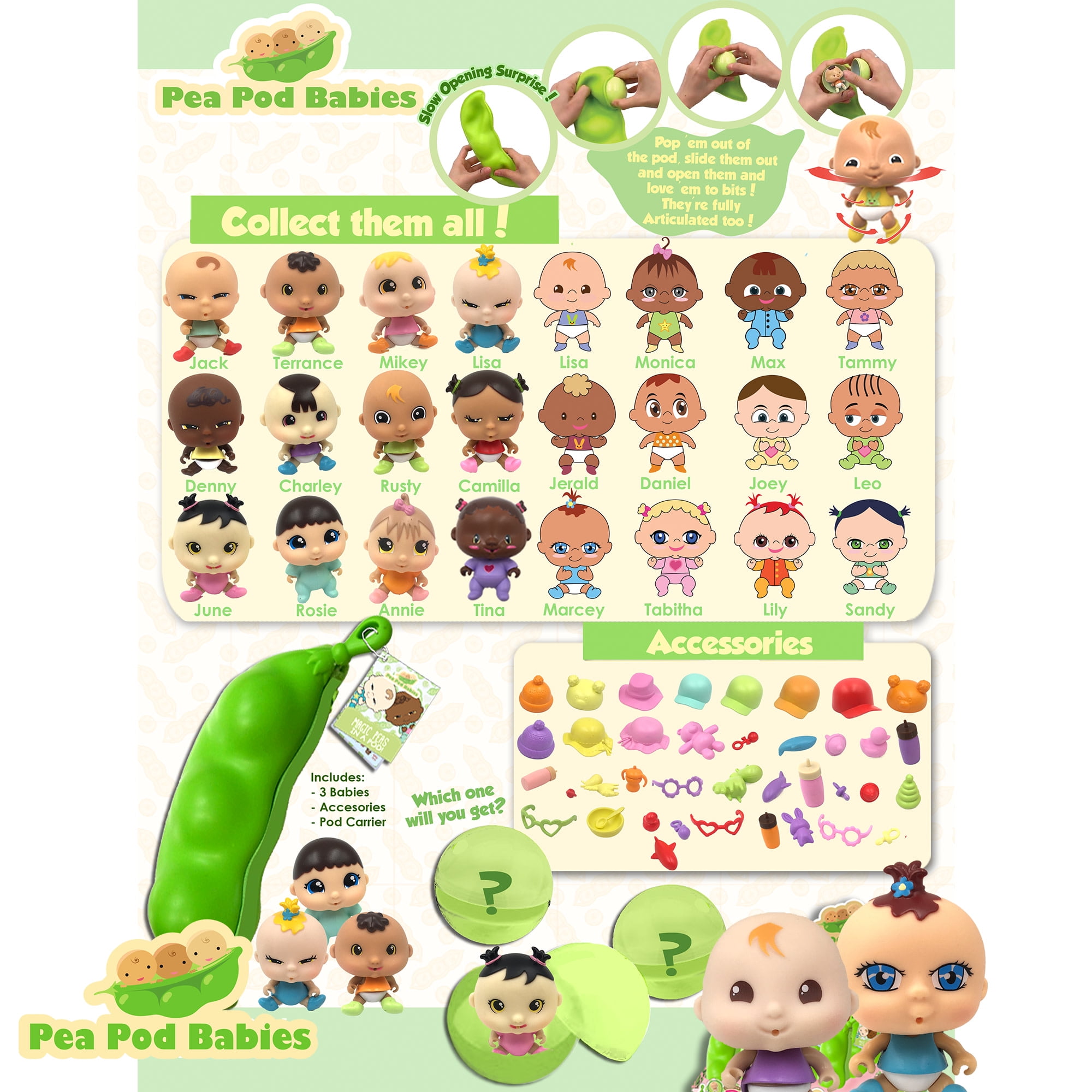 Pea Pod Babies: Collectible Mystery Surprise - 1 Pack - Open & Reveal Various Unique Toy Miniatures, Character Dolls, Clothing, Accessories, Kids 3+